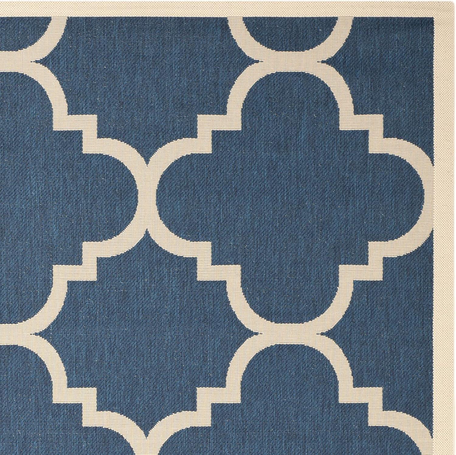 image:imageSAFAVIEH Courtyard Collection 8 x 11 BlueBeige CY6243 Moroccan Trellis Indoor Outdoor Waterproof EasyCleaning Patio Backyard Mudroom AreaRugNavyBeige