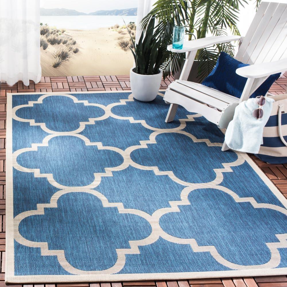image:imageSAFAVIEH Courtyard Collection 8 x 11 BlueBeige CY6243 Moroccan Trellis Indoor Outdoor Waterproof EasyCleaning Patio Backyard Mudroom AreaRugNavyBeige