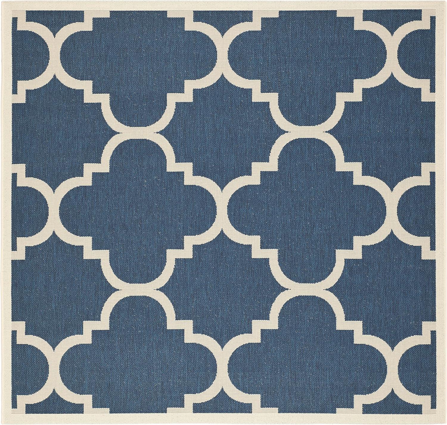 image:imageSAFAVIEH Courtyard Collection 8 x 11 BlueBeige CY6243 Moroccan Trellis Indoor Outdoor Waterproof EasyCleaning Patio Backyard Mudroom AreaRugNavyBeige