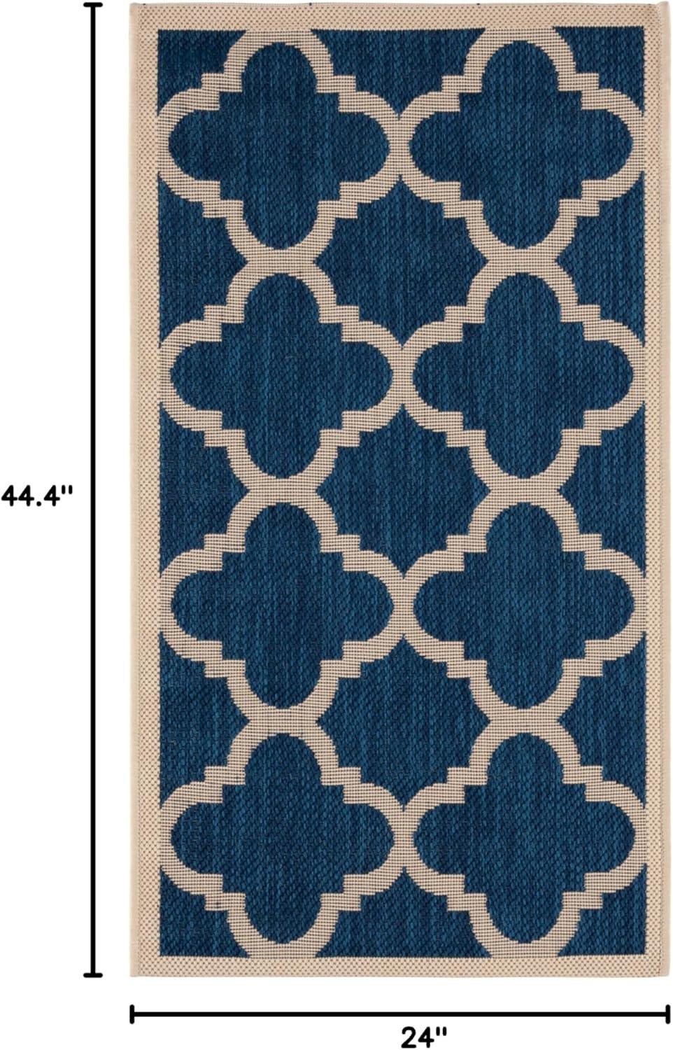 image:imageSAFAVIEH Courtyard Collection 8 x 11 BlueBeige CY6243 Moroccan Trellis Indoor Outdoor Waterproof EasyCleaning Patio Backyard Mudroom AreaRugNavyBeige