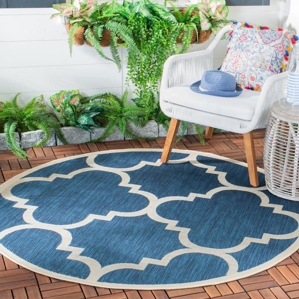image:imageSAFAVIEH Courtyard Collection 8 x 11 BlueBeige CY6243 Moroccan Trellis Indoor Outdoor Waterproof EasyCleaning Patio Backyard Mudroom AreaRugNavyBeige