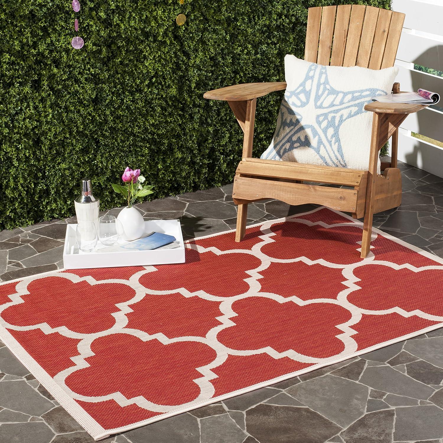 image:imageSAFAVIEH Courtyard Collection 8 x 11 BlueBeige CY6243 Moroccan Trellis Indoor Outdoor Waterproof EasyCleaning Patio Backyard Mudroom AreaRugRed