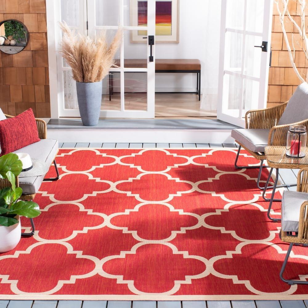 image:imageSAFAVIEH Courtyard Collection 8 x 11 BlueBeige CY6243 Moroccan Trellis Indoor Outdoor Waterproof EasyCleaning Patio Backyard Mudroom AreaRugRed