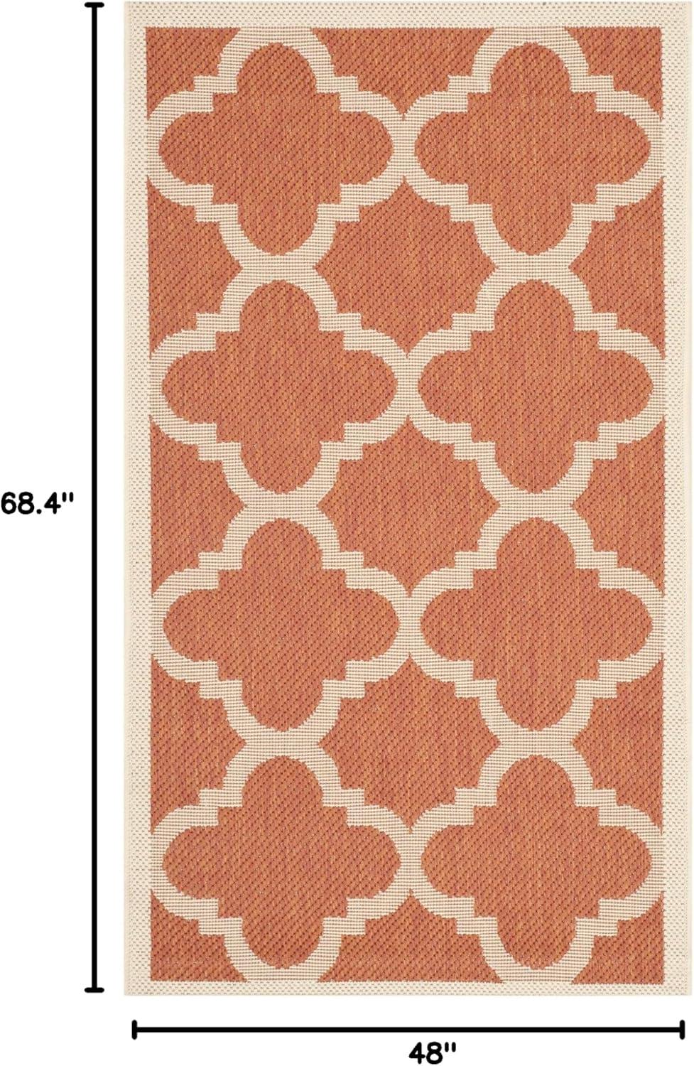 image:imageSAFAVIEH Courtyard Collection 8 x 11 BlueBeige CY6243 Moroccan Trellis Indoor Outdoor Waterproof EasyCleaning Patio Backyard Mudroom AreaRugTerracotta