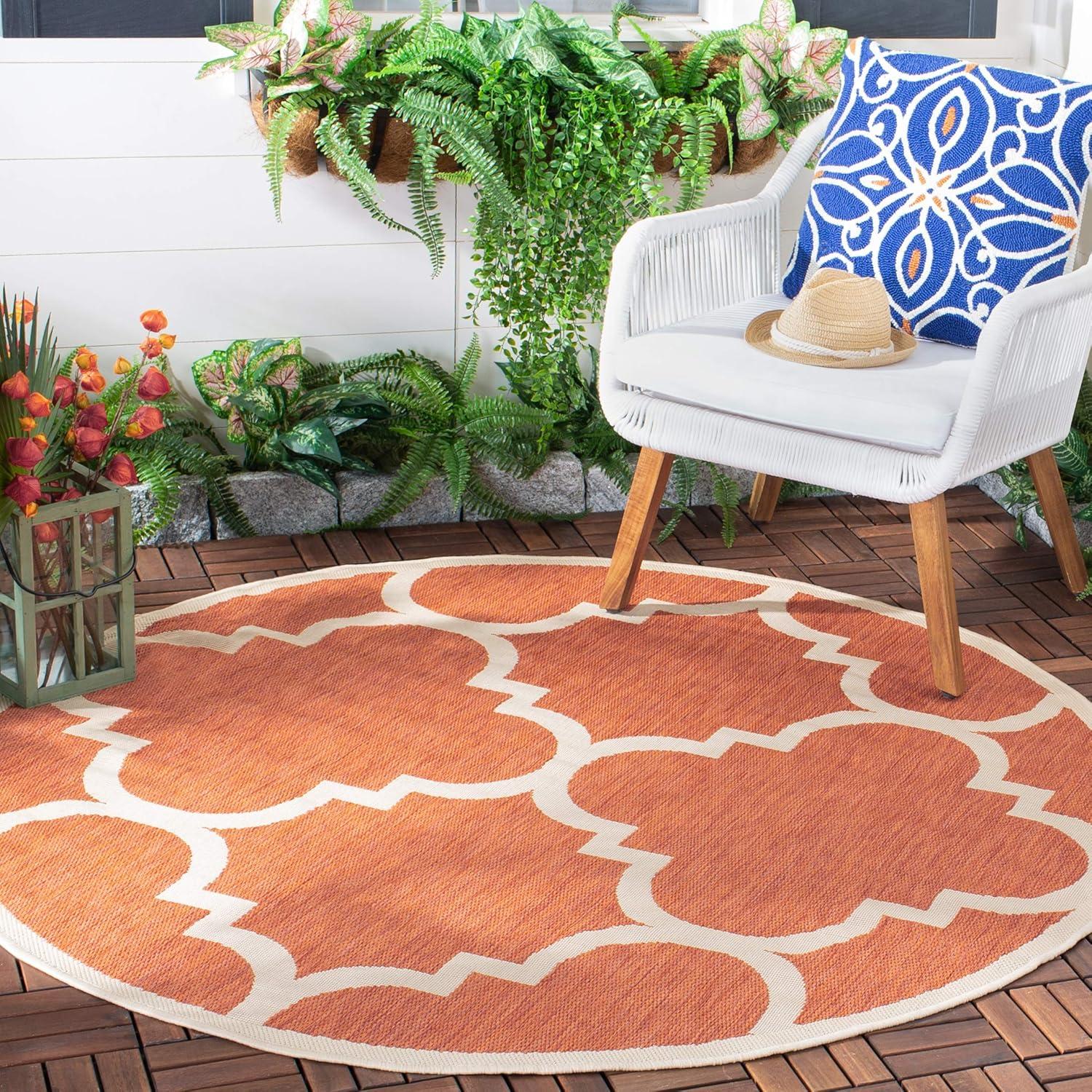 image:imageSAFAVIEH Courtyard Collection 8 x 11 BlueBeige CY6243 Moroccan Trellis Indoor Outdoor Waterproof EasyCleaning Patio Backyard Mudroom AreaRugTerracotta