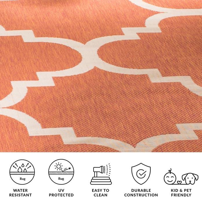 image:imageSAFAVIEH Courtyard Collection 8 x 11 BlueBeige CY6243 Moroccan Trellis Indoor Outdoor Waterproof EasyCleaning Patio Backyard Mudroom AreaRugTerracotta