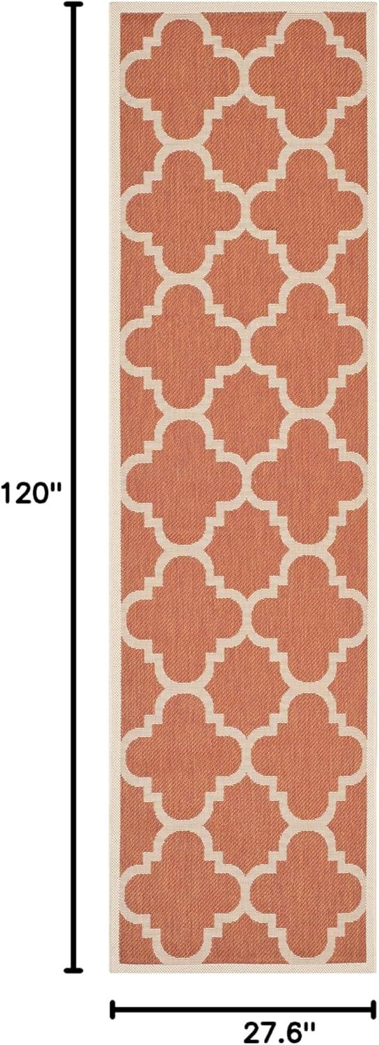image:imageSAFAVIEH Courtyard Collection 8 x 11 BlueBeige CY6243 Moroccan Trellis Indoor Outdoor Waterproof EasyCleaning Patio Backyard Mudroom AreaRugTerracotta