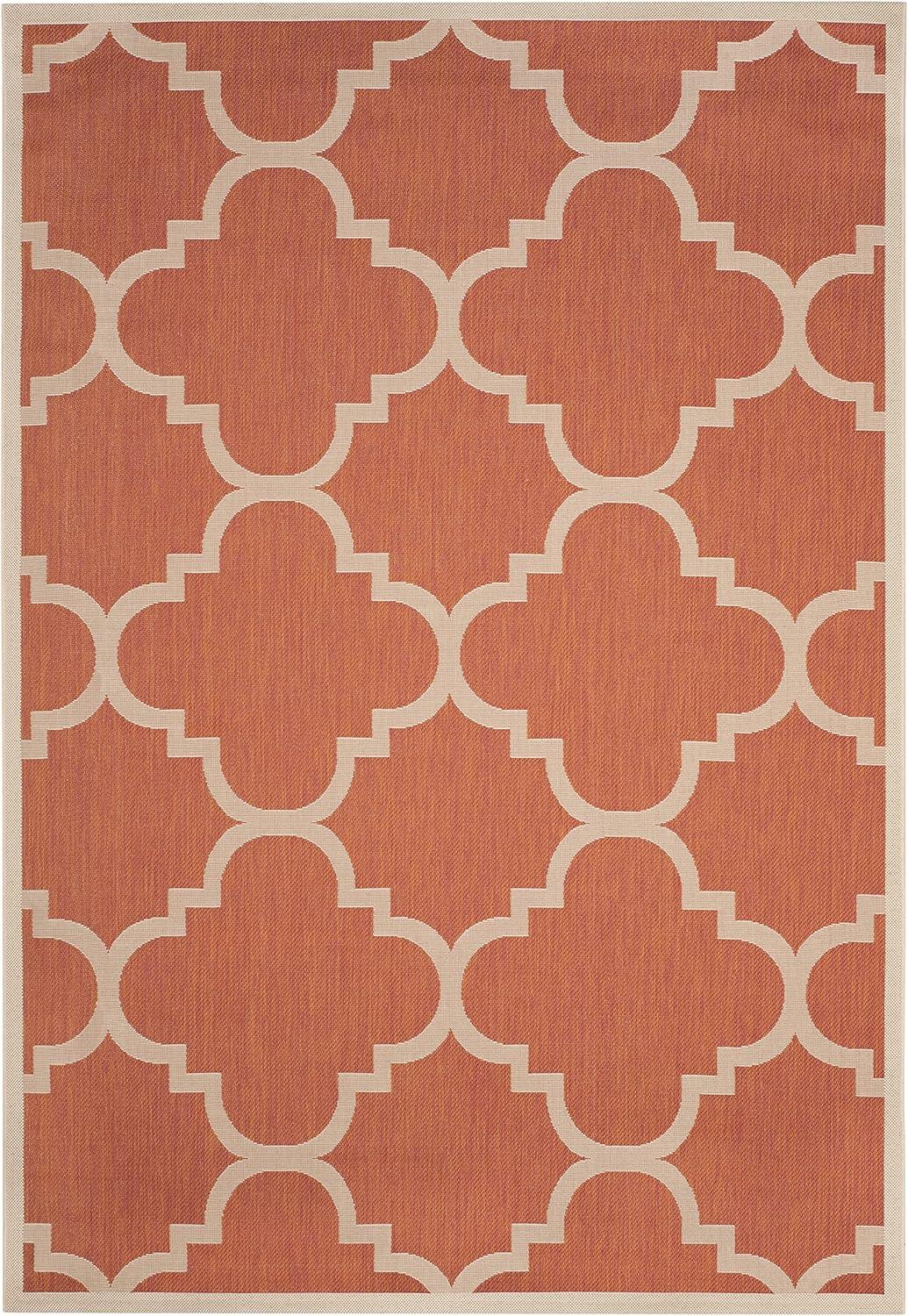 image:imageSAFAVIEH Courtyard Collection 8 x 11 BlueBeige CY6243 Moroccan Trellis Indoor Outdoor Waterproof EasyCleaning Patio Backyard Mudroom AreaRugTerracotta