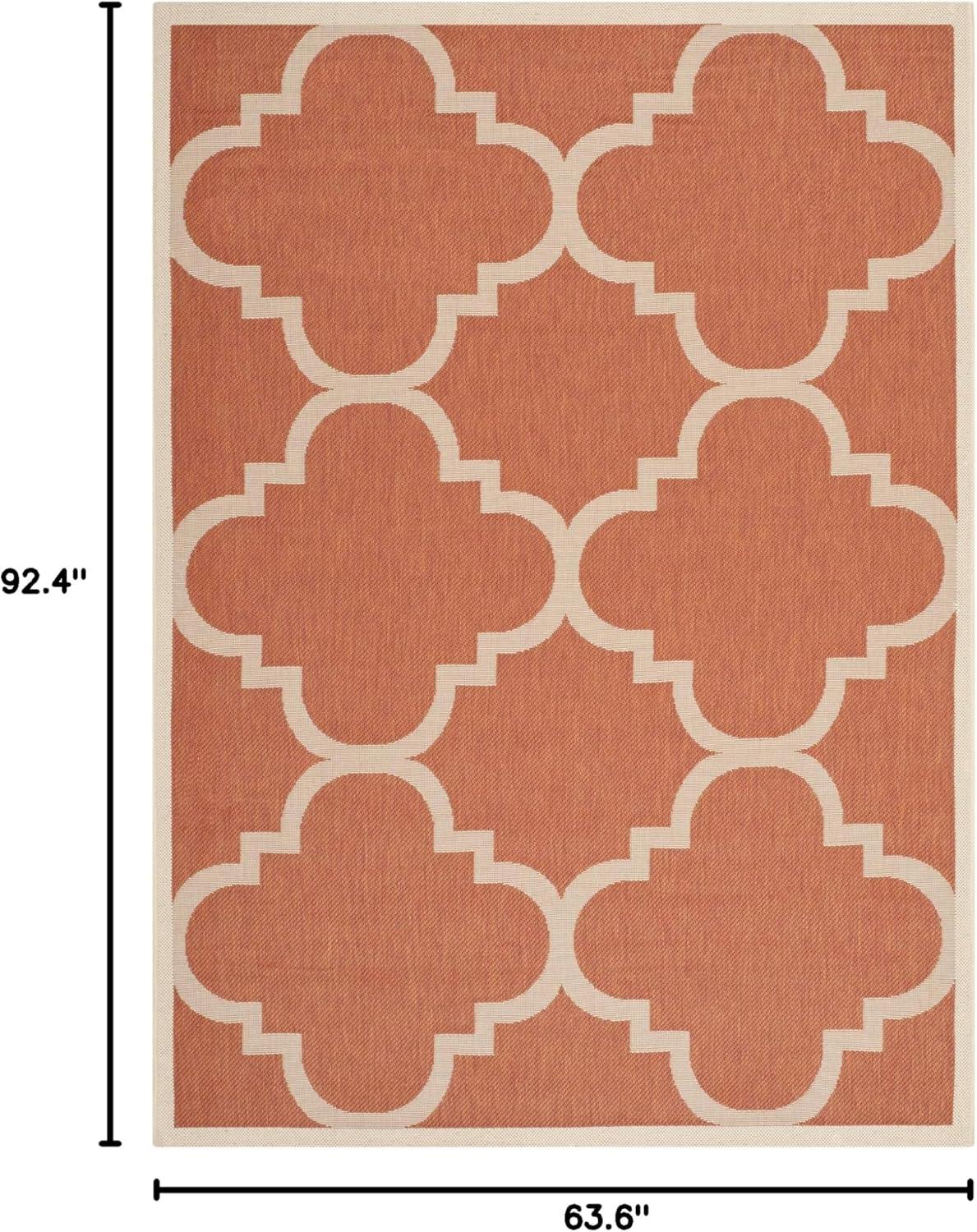 image:imageSAFAVIEH Courtyard Collection 8 x 11 BlueBeige CY6243 Moroccan Trellis Indoor Outdoor Waterproof EasyCleaning Patio Backyard Mudroom AreaRugTerracotta
