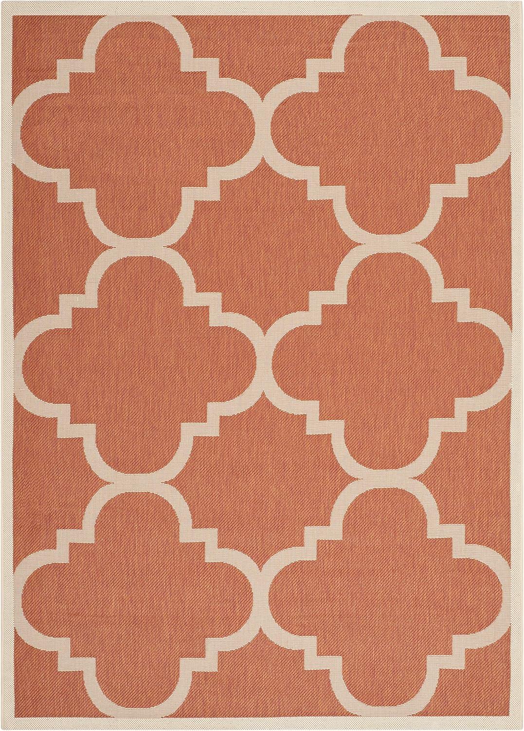 image:imageSAFAVIEH Courtyard Collection 8 x 11 BlueBeige CY6243 Moroccan Trellis Indoor Outdoor Waterproof EasyCleaning Patio Backyard Mudroom AreaRugTerracotta