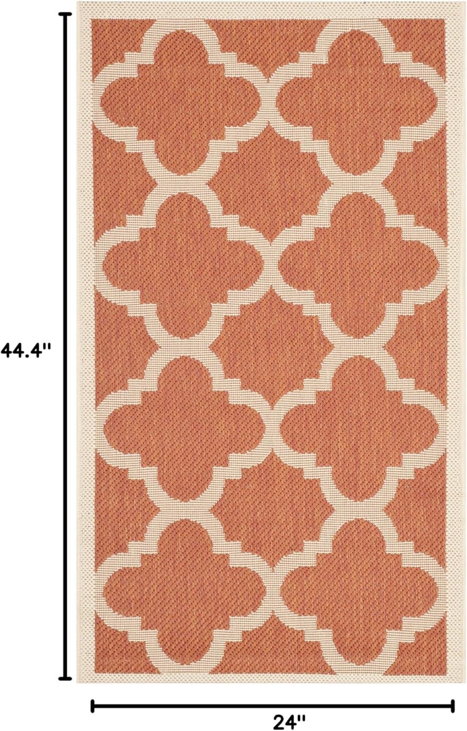 image:imageSAFAVIEH Courtyard Collection 8 x 11 BlueBeige CY6243 Moroccan Trellis Indoor Outdoor Waterproof EasyCleaning Patio Backyard Mudroom AreaRugTerracotta
