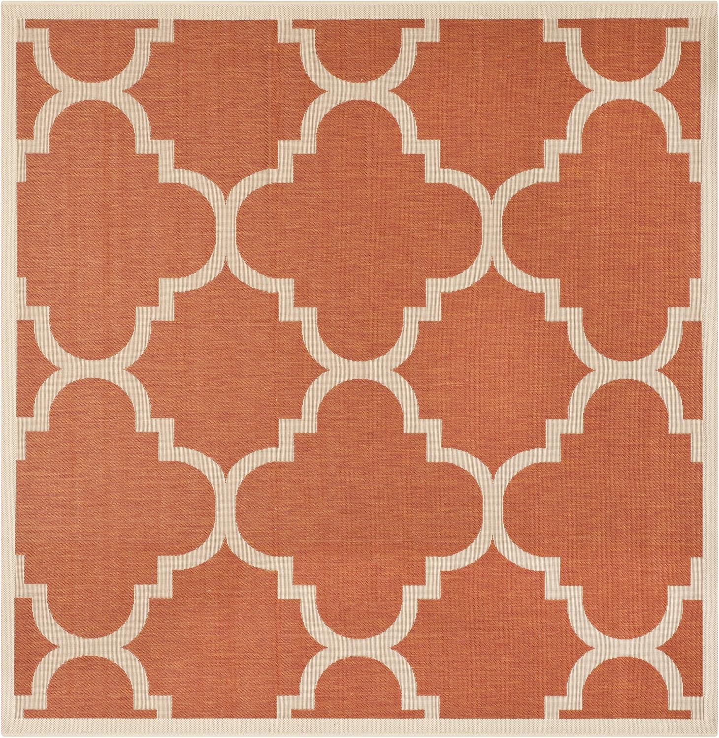 image:imageSAFAVIEH Courtyard Collection 8 x 11 BlueBeige CY6243 Moroccan Trellis Indoor Outdoor Waterproof EasyCleaning Patio Backyard Mudroom AreaRugTerracotta