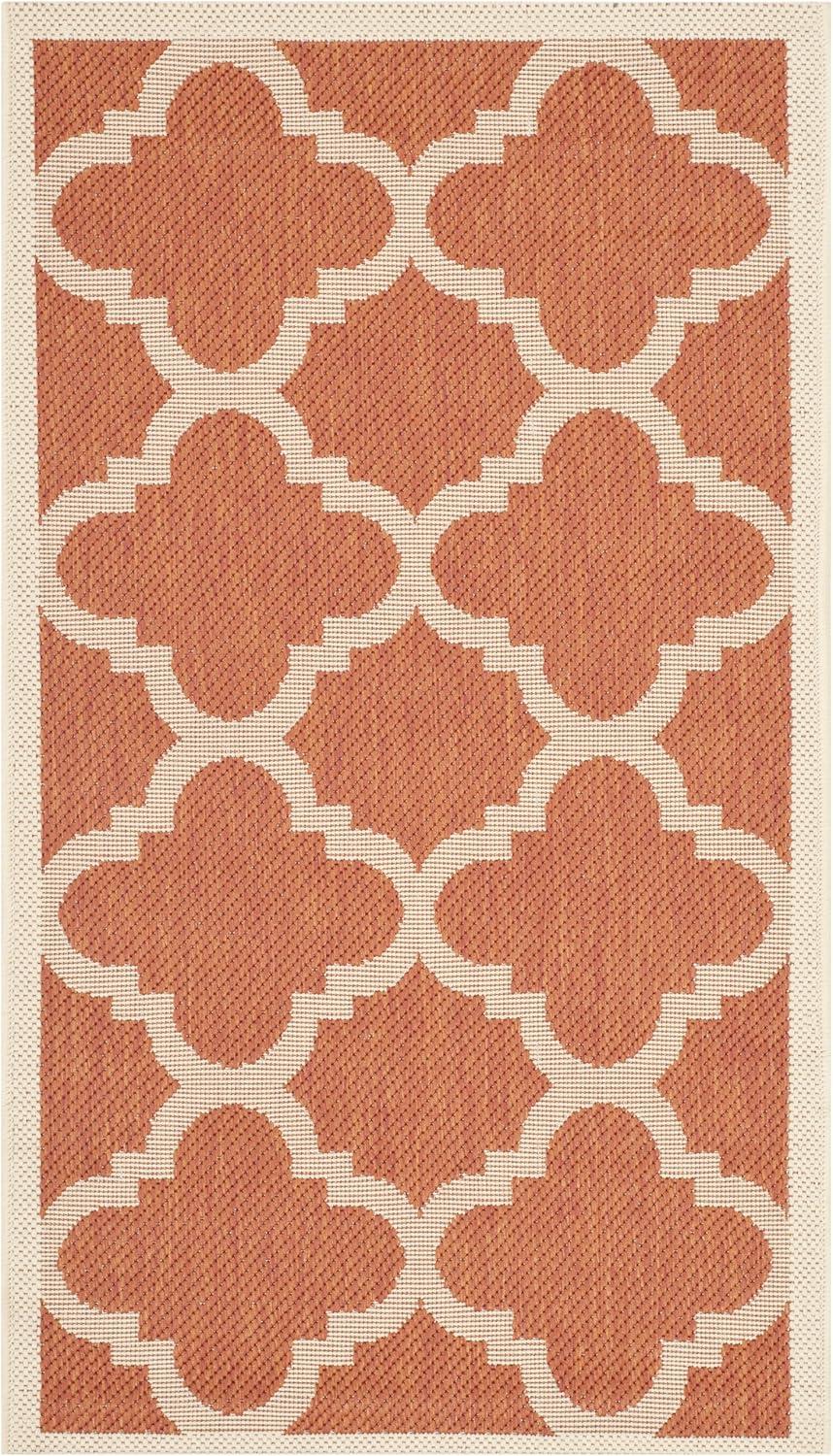 image:imageSAFAVIEH Courtyard Collection 8 x 11 BlueBeige CY6243 Moroccan Trellis Indoor Outdoor Waterproof EasyCleaning Patio Backyard Mudroom AreaRugTerracotta