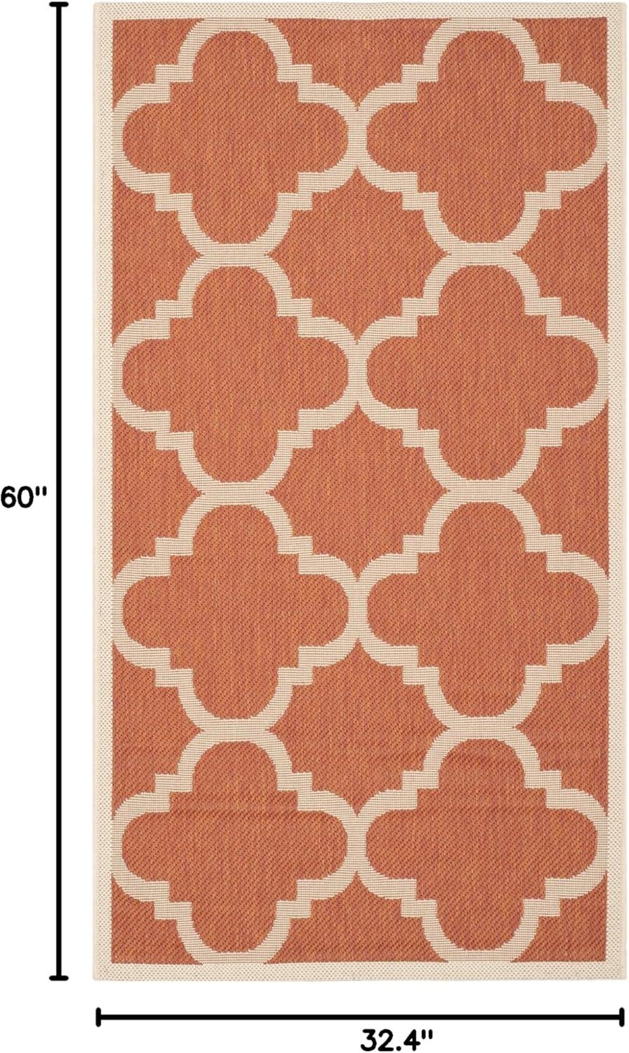 image:imageSAFAVIEH Courtyard Collection 8 x 11 BlueBeige CY6243 Moroccan Trellis Indoor Outdoor Waterproof EasyCleaning Patio Backyard Mudroom AreaRugTerracotta