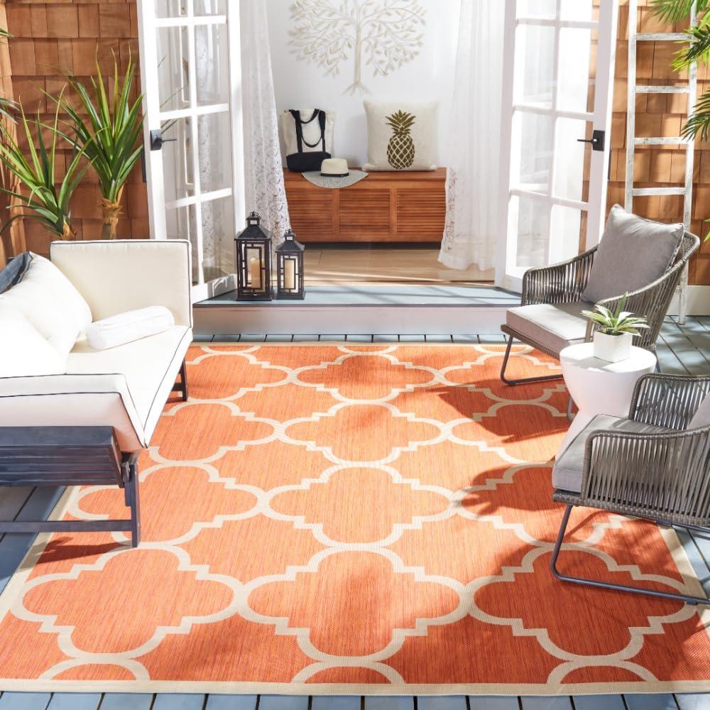 image:imageSAFAVIEH Courtyard Collection 8 x 11 BlueBeige CY6243 Moroccan Trellis Indoor Outdoor Waterproof EasyCleaning Patio Backyard Mudroom AreaRugTerracotta