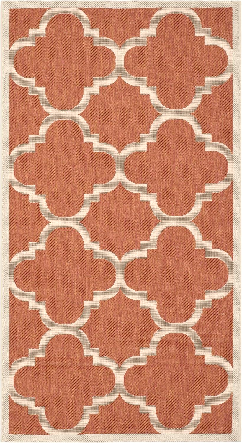 image:imageSAFAVIEH Courtyard Collection 8 x 11 BlueBeige CY6243 Moroccan Trellis Indoor Outdoor Waterproof EasyCleaning Patio Backyard Mudroom AreaRugTerracotta