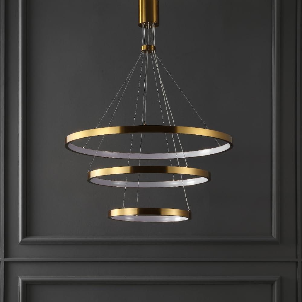 image:imageSAFAVIEH Couture Lighting Collection Meranda Modern White 3Tier LED ChandelierGold