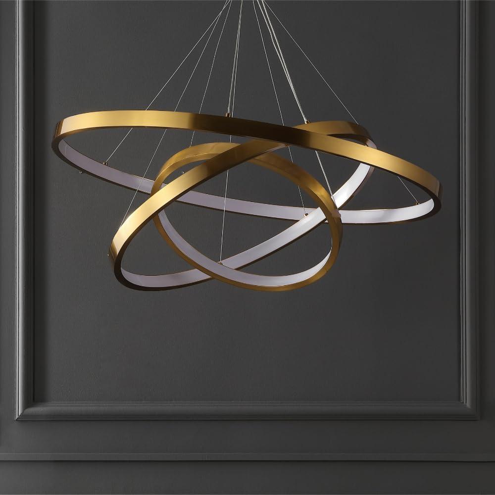 image:imageSAFAVIEH Couture Lighting Collection Meranda Modern White 3Tier LED ChandelierGold