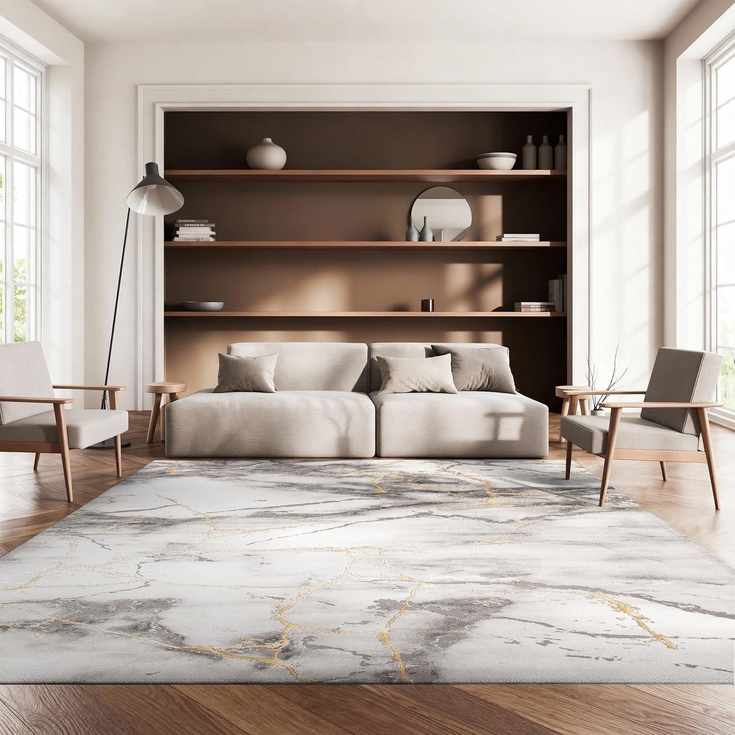 image:imageSAFAVIEH Craft Collection Area Rug 8 x 10 Grey amp Gold Modern Abstract Design NonShedding amp Easy Care Ideal for High Traffic Areas in Living Room Bedroom CFT877FGreyGold