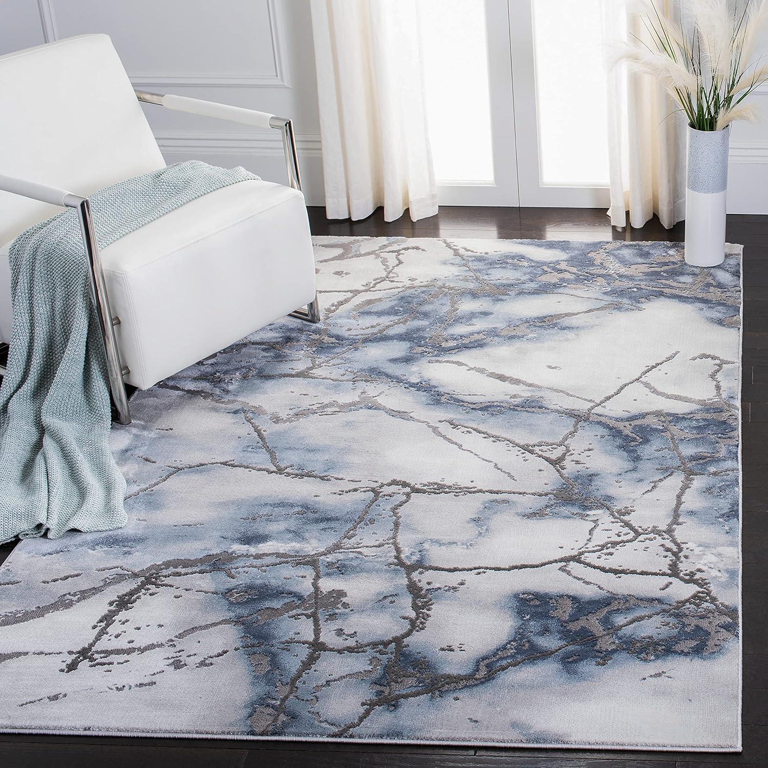 image:imageSAFAVIEH Craft Collection Area Rug 8 x 10 Grey amp Gold Modern Abstract Design NonShedding amp Easy Care Ideal for High Traffic Areas in Living Room Bedroom CFT877FGreyBlue