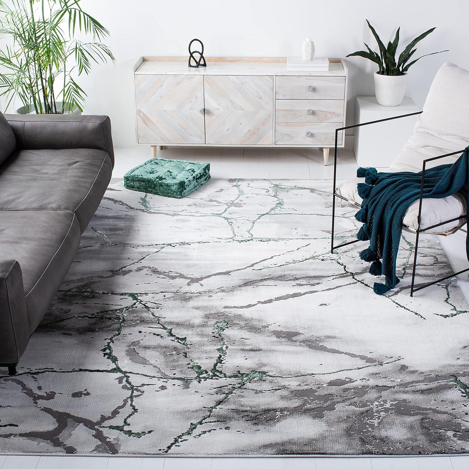 image:imageSAFAVIEH Craft Collection Area Rug 8 x 10 Grey amp Gold Modern Abstract Design NonShedding amp Easy Care Ideal for High Traffic Areas in Living Room Bedroom CFT877FGreyGreen