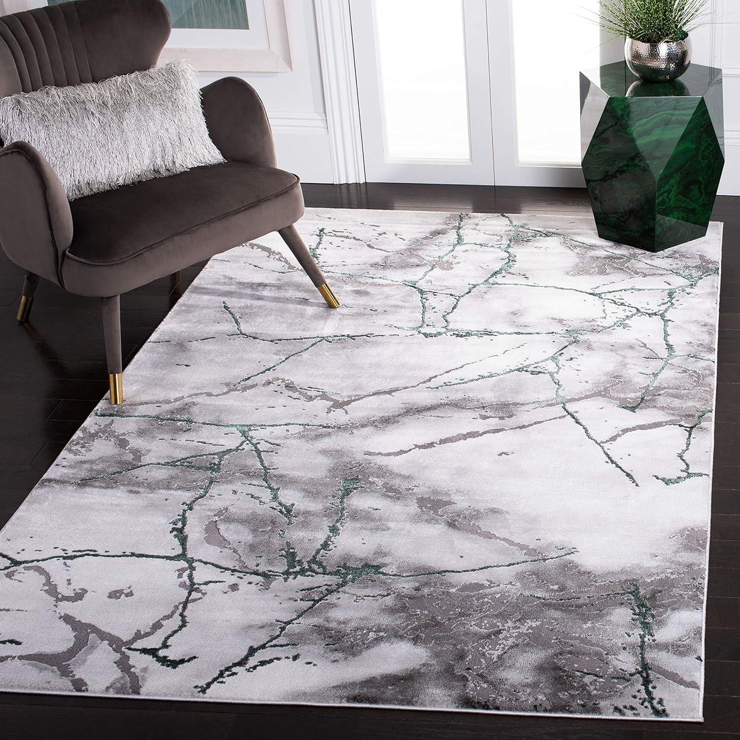 image:imageSAFAVIEH Craft Collection Area Rug 8 x 10 Grey amp Gold Modern Abstract Design NonShedding amp Easy Care Ideal for High Traffic Areas in Living Room Bedroom CFT877FGreyGreen