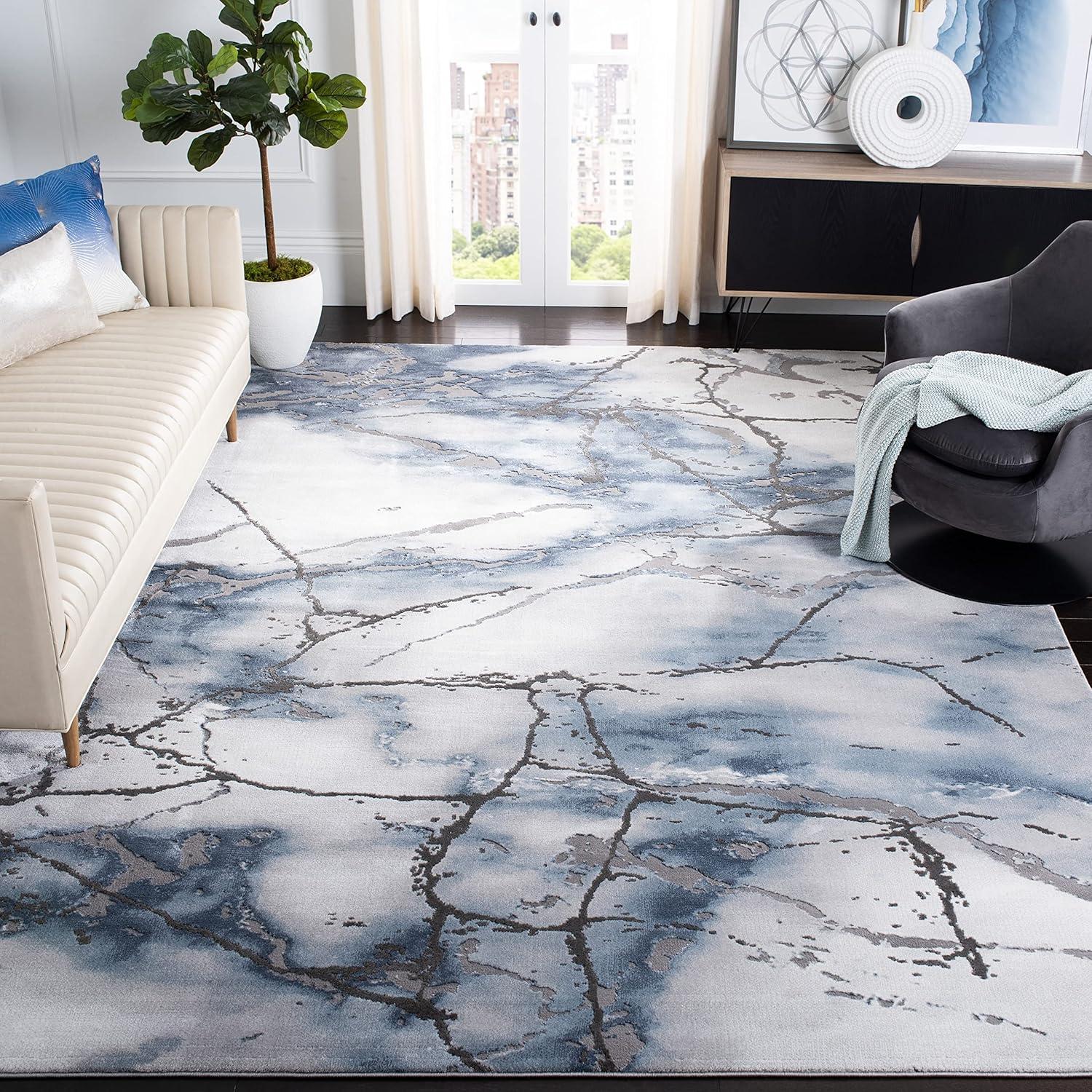 image:imageSAFAVIEH Craft Collection Area Rug 8 x 10 Grey amp Gold Modern Abstract Design NonShedding amp Easy Care Ideal for High Traffic Areas in Living Room Bedroom CFT877FGreyBlue