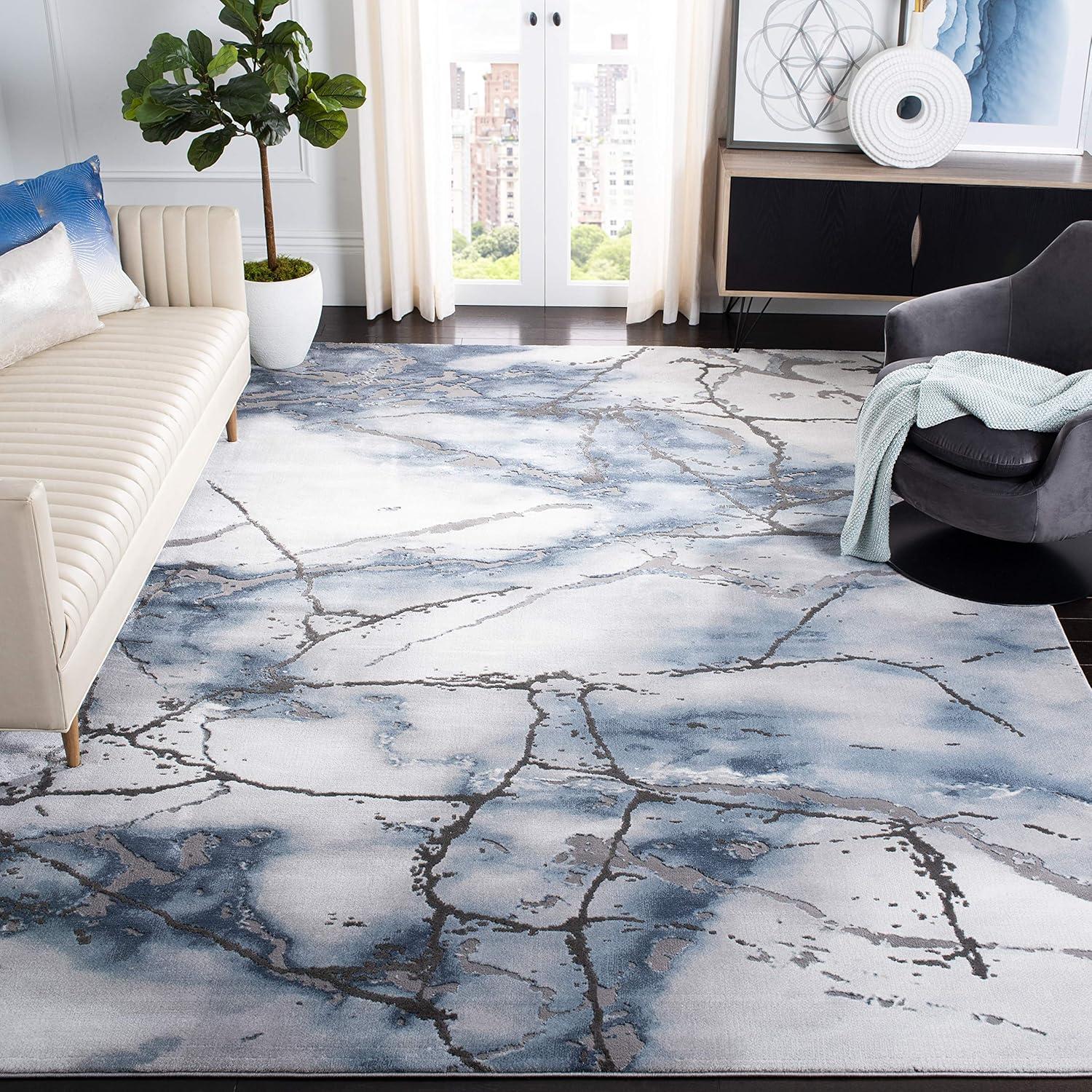 image:imageSAFAVIEH Craft Collection Area Rug 8 x 10 Grey amp Gold Modern Abstract Design NonShedding amp Easy Care Ideal for High Traffic Areas in Living Room Bedroom CFT877FGreyBlue