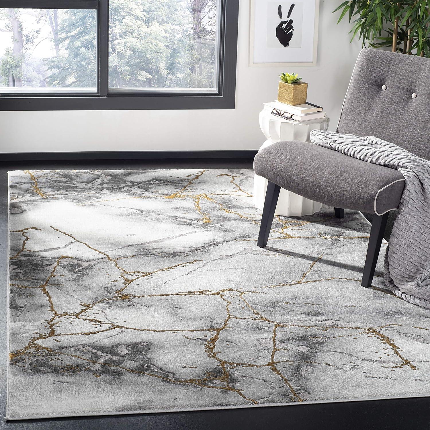 image:imageSAFAVIEH Craft Collection Area Rug 8 x 10 Grey amp Gold Modern Abstract Design NonShedding amp Easy Care Ideal for High Traffic Areas in Living Room Bedroom CFT877FGreyGold