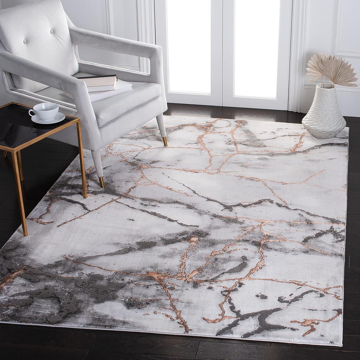 image:imageSAFAVIEH Craft Collection Area Rug 8 x 10 Grey amp Gold Modern Abstract Design NonShedding amp Easy Care Ideal for High Traffic Areas in Living Room Bedroom CFT877FGreyOrange