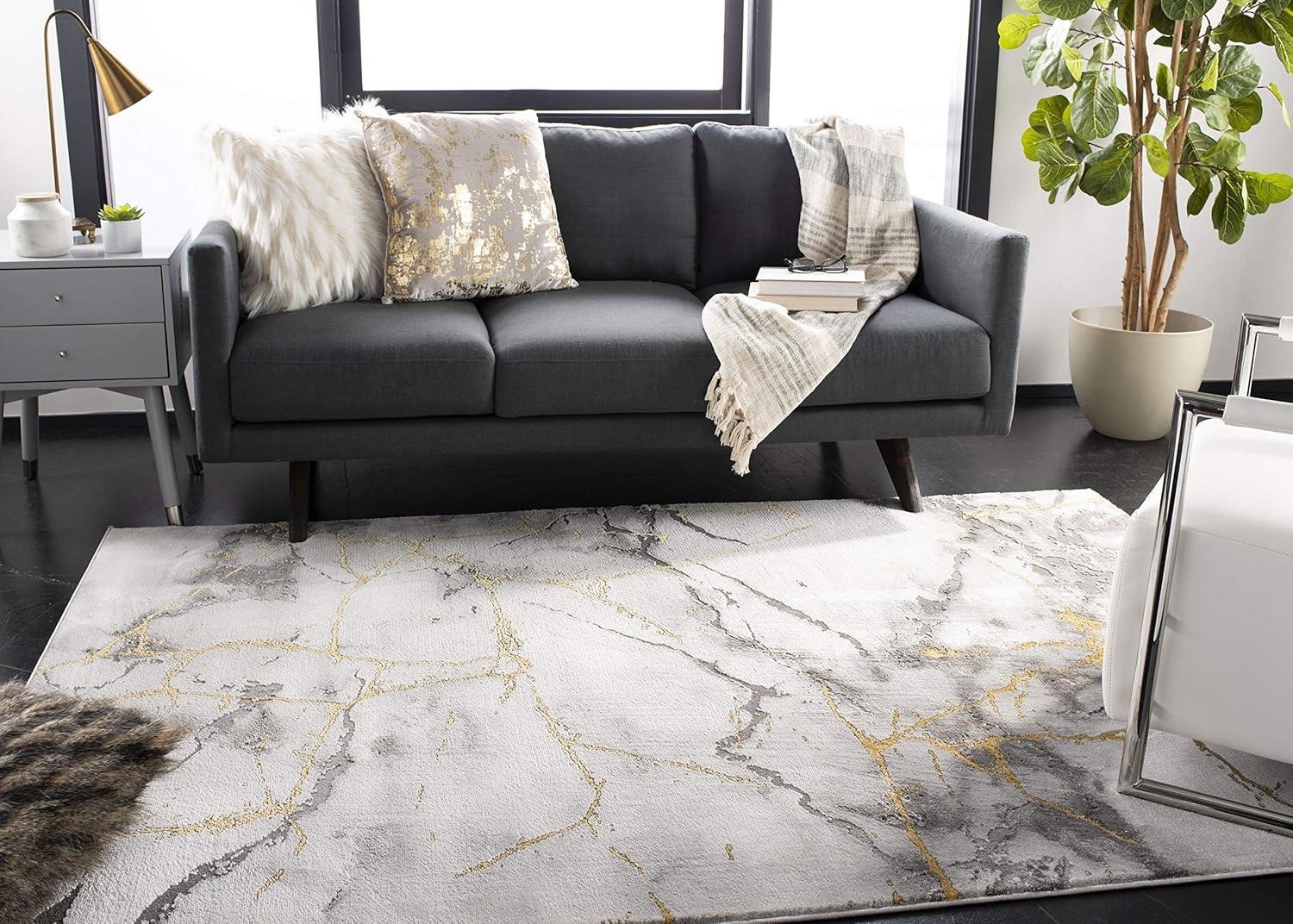 image:imageSAFAVIEH Craft Collection Area Rug 8 x 10 Grey amp Gold Modern Abstract Design NonShedding amp Easy Care Ideal for High Traffic Areas in Living Room Bedroom CFT877FGreyBlue
