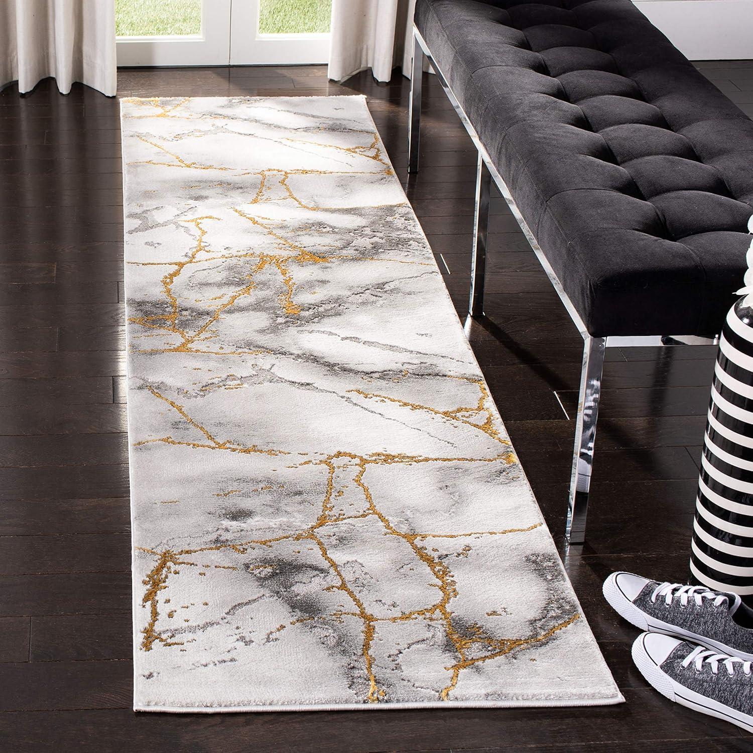 image:imageSAFAVIEH Craft Collection Area Rug 8 x 10 Grey amp Gold Modern Abstract Design NonShedding amp Easy Care Ideal for High Traffic Areas in Living Room Bedroom CFT877FGreyGold