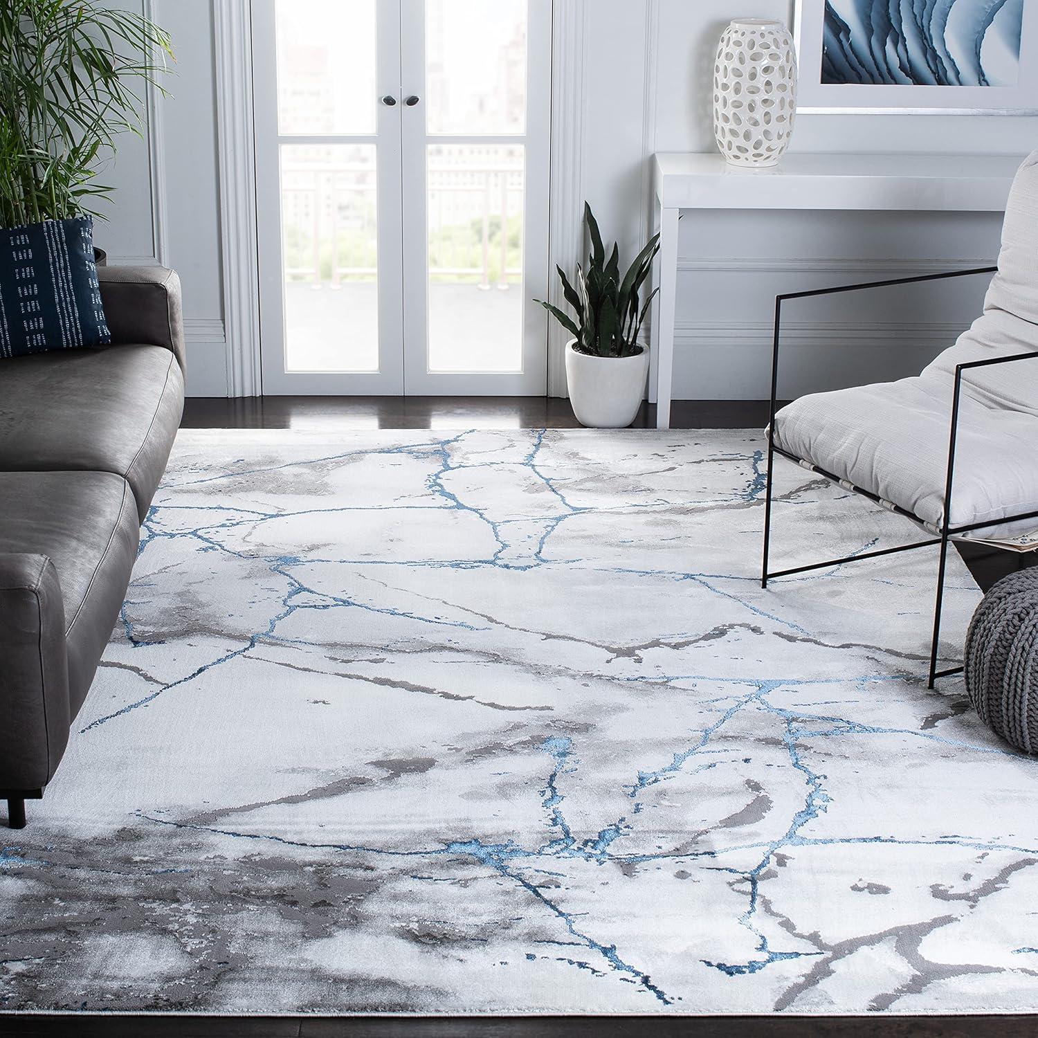 image:imageSAFAVIEH Craft Collection Area Rug 8 x 10 Grey amp Gold Modern Abstract Design NonShedding amp Easy Care Ideal for High Traffic Areas in Living Room Bedroom CFT877FIvory GreyBlue
