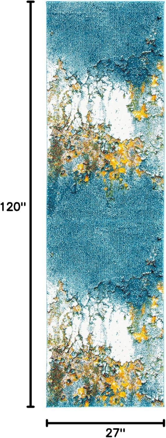 image:imageSAFAVIEH Glacier Collection Area Rug 53 x 76 Blue amp Multi Modern Abstract Design NonShedding amp Easy Care Ideal for High Traffic Areas in Living Room Bedroom GLA125BBlueGold