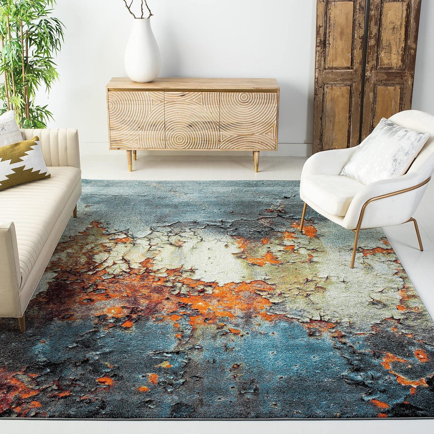 image:imageSAFAVIEH Glacier Collection Area Rug 53 x 76 Blue amp Multi Modern Abstract Design NonShedding amp Easy Care Ideal for High Traffic Areas in Living Room Bedroom GLA125BBlueMulti