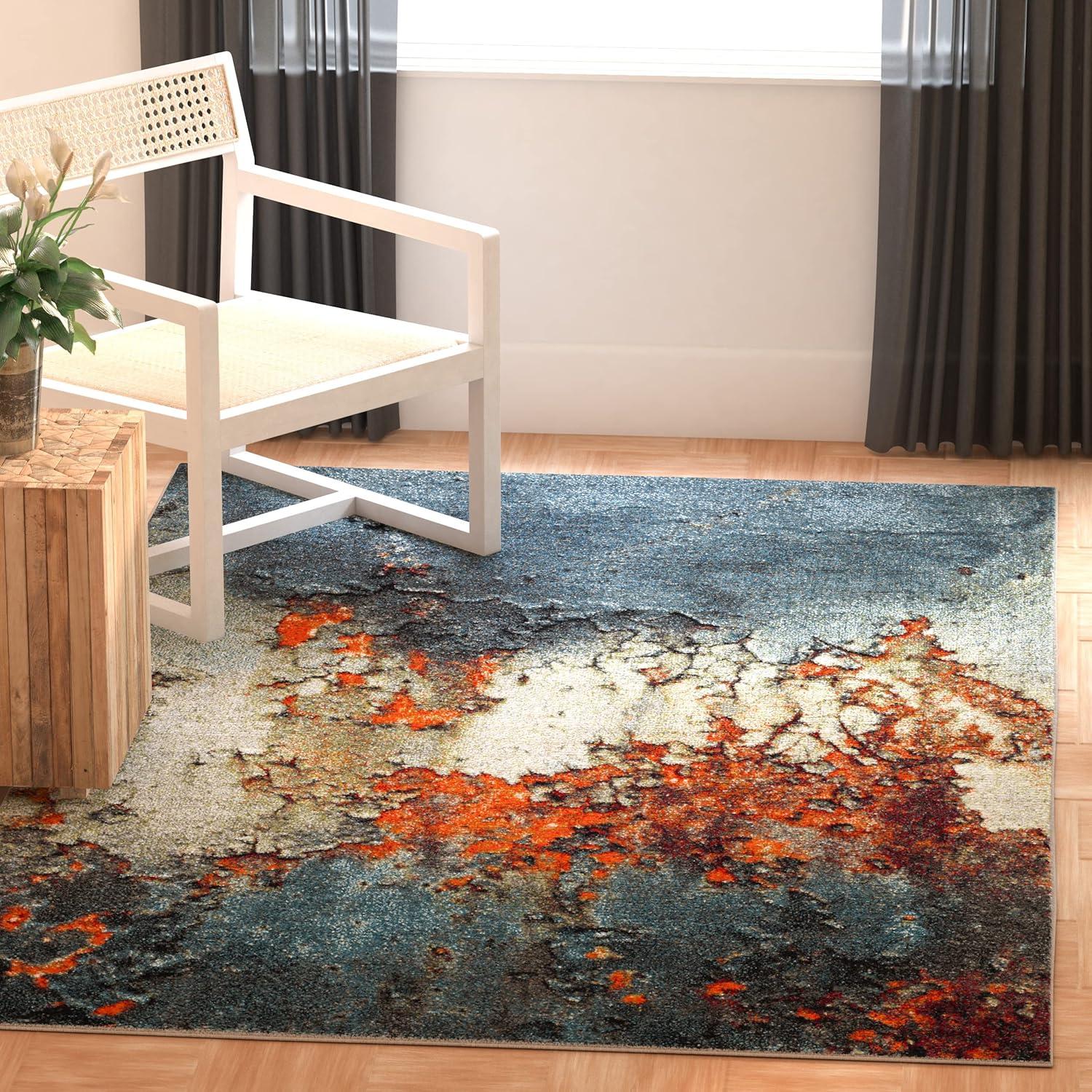 image:imageSAFAVIEH Glacier Collection Area Rug 53 x 76 Blue amp Multi Modern Abstract Design NonShedding amp Easy Care Ideal for High Traffic Areas in Living Room Bedroom GLA125BBlueMulti