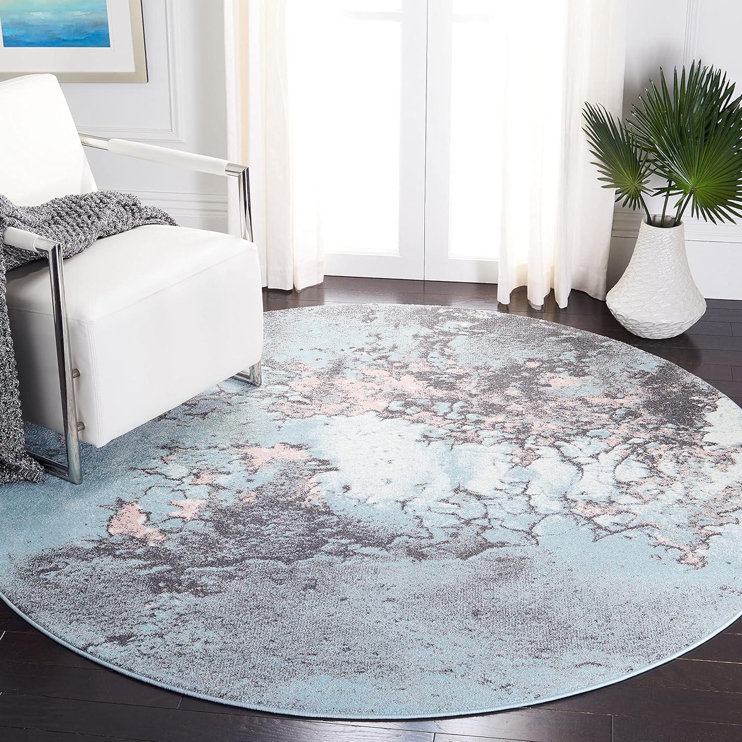 image:imageSAFAVIEH Glacier Collection Area Rug 53 x 76 Blue amp Multi Modern Abstract Design NonShedding amp Easy Care Ideal for High Traffic Areas in Living Room Bedroom GLA125BBluePink
