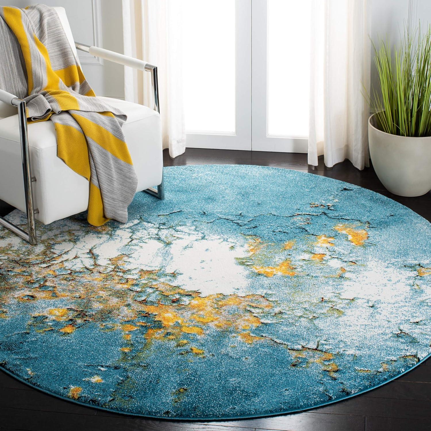 image:imageSAFAVIEH Glacier Collection Area Rug 53 x 76 Blue amp Multi Modern Abstract Design NonShedding amp Easy Care Ideal for High Traffic Areas in Living Room Bedroom GLA125BBlueGold