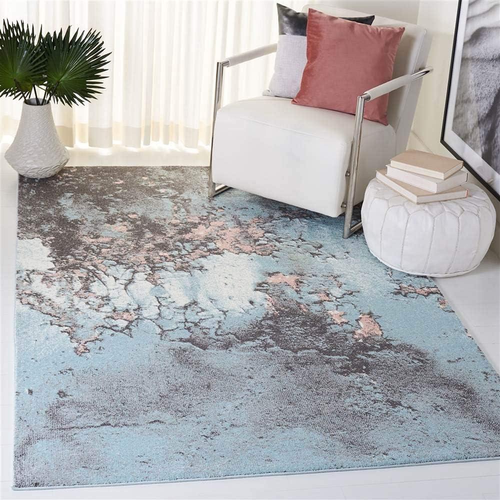 image:imageSAFAVIEH Glacier Collection Area Rug 53 x 76 Blue amp Multi Modern Abstract Design NonShedding amp Easy Care Ideal for High Traffic Areas in Living Room Bedroom GLA125BBluePink