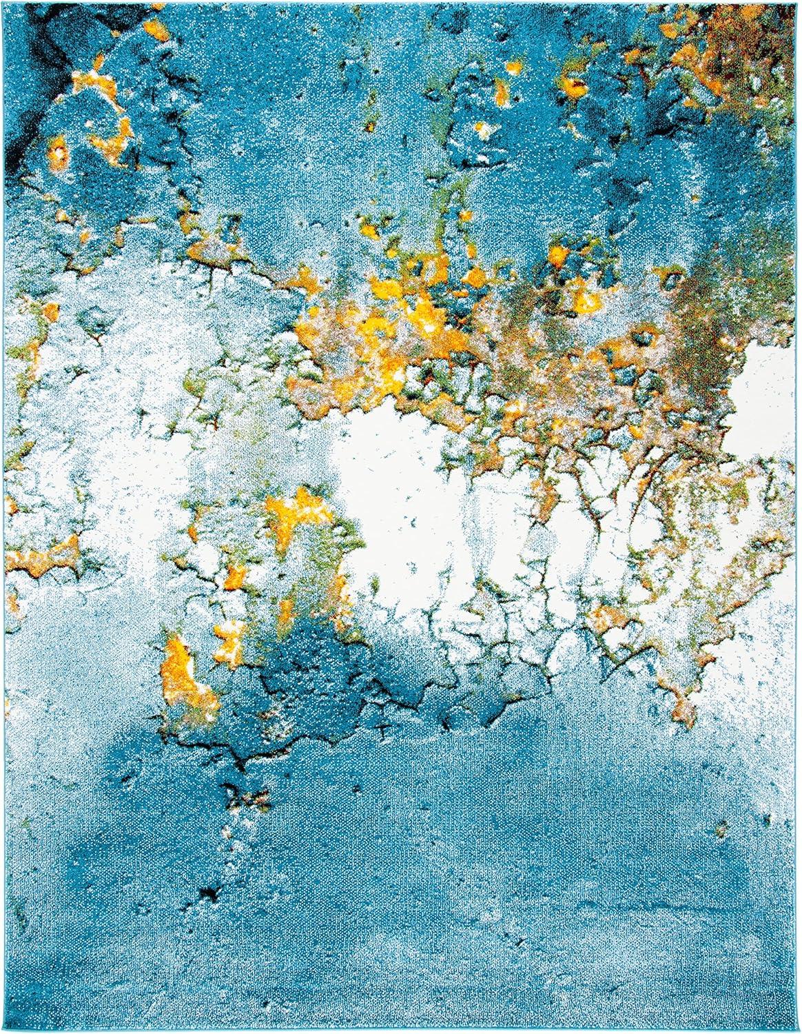 image:imageSAFAVIEH Glacier Collection Area Rug 53 x 76 Blue amp Multi Modern Abstract Design NonShedding amp Easy Care Ideal for High Traffic Areas in Living Room Bedroom GLA125BBlueGold