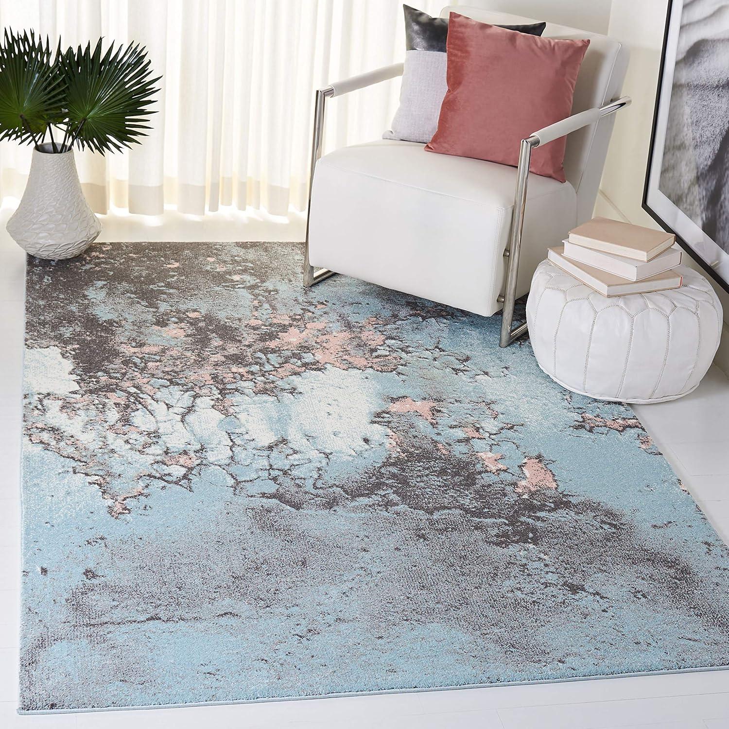 image:imageSAFAVIEH Glacier Collection Area Rug 53 x 76 Blue amp Multi Modern Abstract Design NonShedding amp Easy Care Ideal for High Traffic Areas in Living Room Bedroom GLA125BBluePink