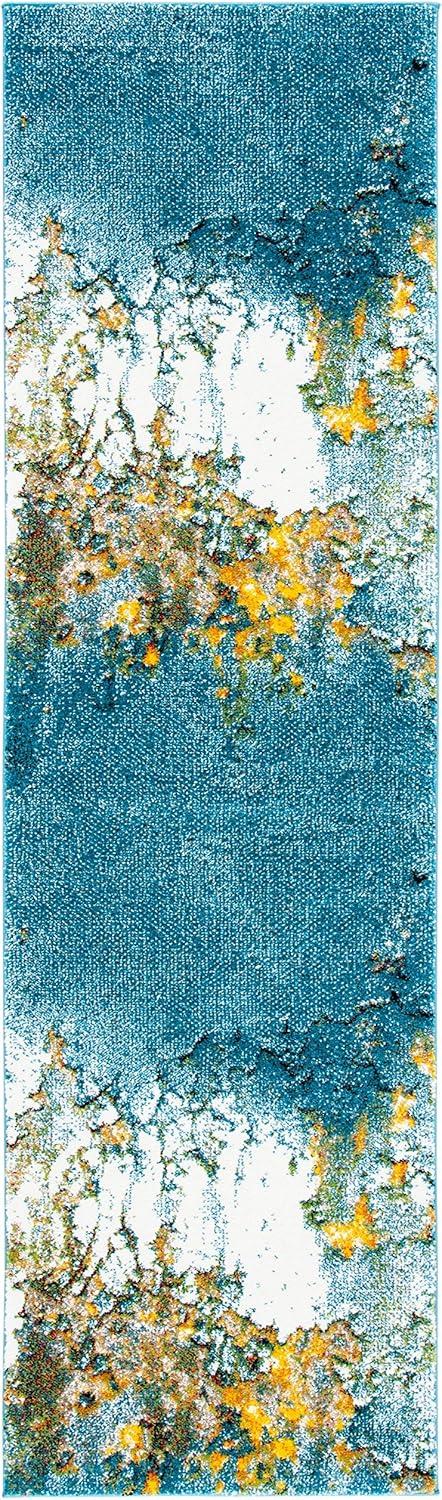 image:imageSAFAVIEH Glacier Collection Area Rug 53 x 76 Blue amp Multi Modern Abstract Design NonShedding amp Easy Care Ideal for High Traffic Areas in Living Room Bedroom GLA125BBlueGold