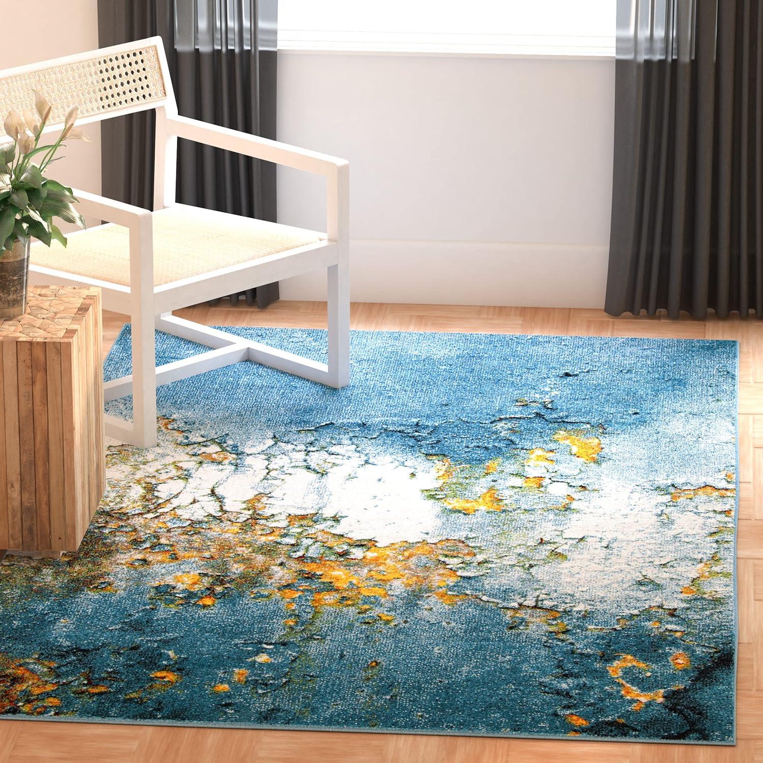 image:imageSAFAVIEH Glacier Collection Area Rug 53 x 76 Blue amp Multi Modern Abstract Design NonShedding amp Easy Care Ideal for High Traffic Areas in Living Room Bedroom GLA125BBlueGold