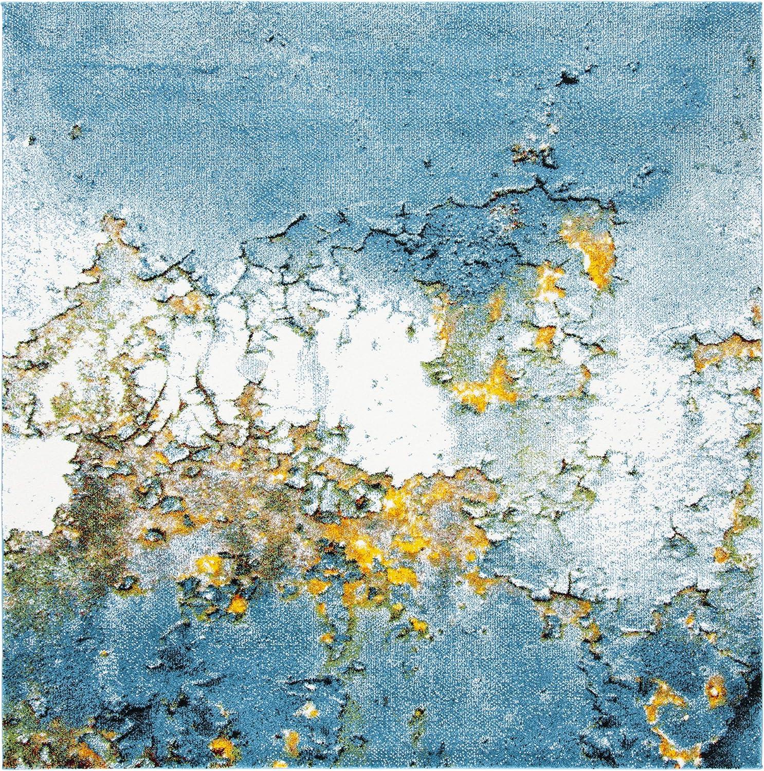 image:imageSAFAVIEH Glacier Collection Area Rug 53 x 76 Blue amp Multi Modern Abstract Design NonShedding amp Easy Care Ideal for High Traffic Areas in Living Room Bedroom GLA125BBlueGold