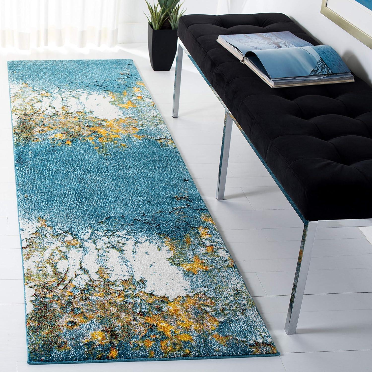 image:imageSAFAVIEH Glacier Collection Area Rug 53 x 76 Blue amp Multi Modern Abstract Design NonShedding amp Easy Care Ideal for High Traffic Areas in Living Room Bedroom GLA125BBlueGold