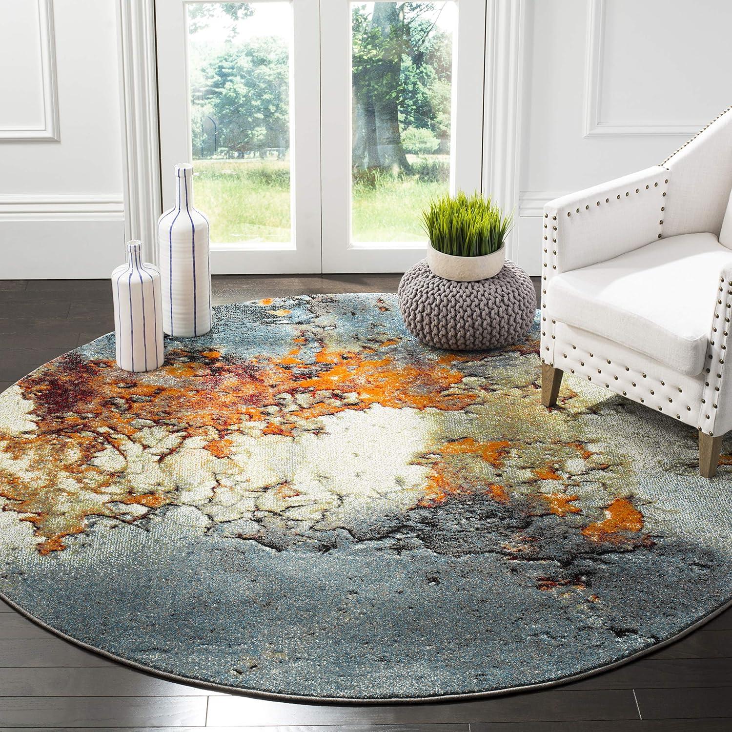 image:imageSAFAVIEH Glacier Collection Area Rug 53 x 76 Blue amp Multi Modern Abstract Design NonShedding amp Easy Care Ideal for High Traffic Areas in Living Room Bedroom GLA125BBlueMulti