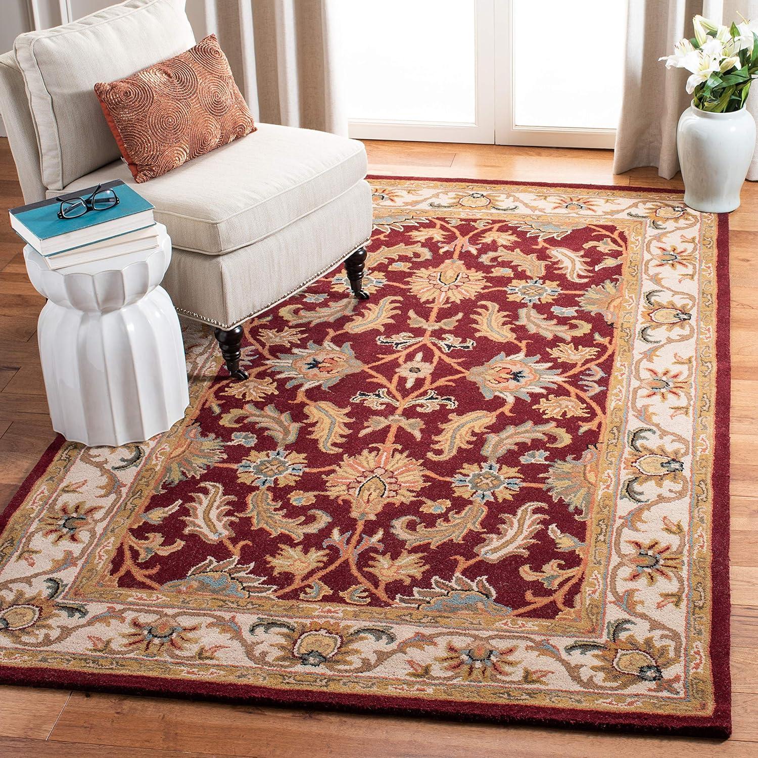 image:imageSAFAVIEH Heritage Collection Area Rug 5 x 8 Dark Green amp Gold Handmade Traditional Oriental Wool Ideal for High Traffic Areas in Living Room Bedroom HG628ARedIvory