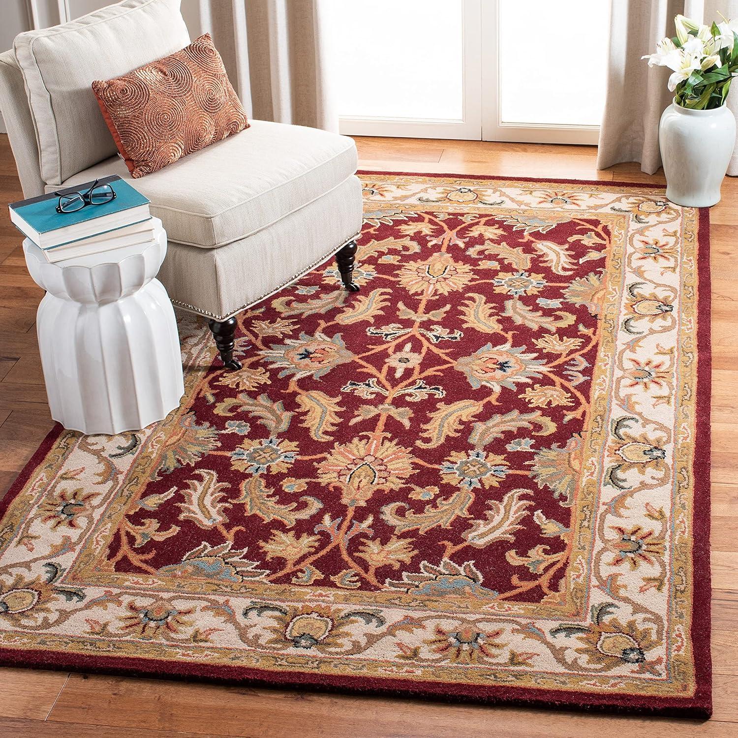 image:imageSAFAVIEH Heritage Collection Area Rug 5 x 8 Dark Green amp Gold Handmade Traditional Oriental Wool Ideal for High Traffic Areas in Living Room Bedroom HG628ARedIvory