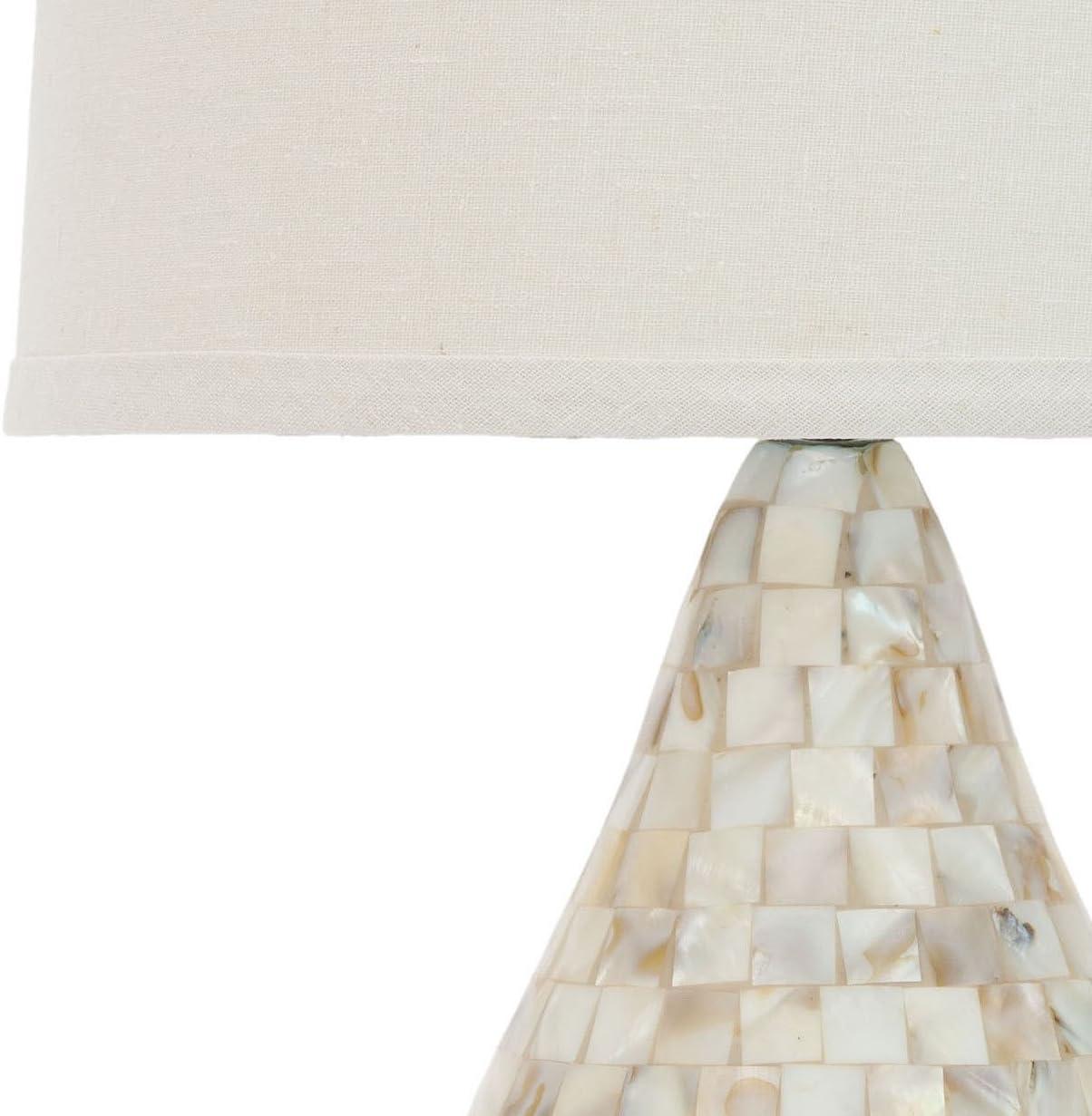 image:imageSAFAVIEH Lighting Collection Lauralie Nautical Cream Capiz Shell Table Lamp Set of 2 21Inch Bedroom Living Room Home Office Desk Nightstand Lamps LED Bulbs Included LIT4011ASET2Ivory