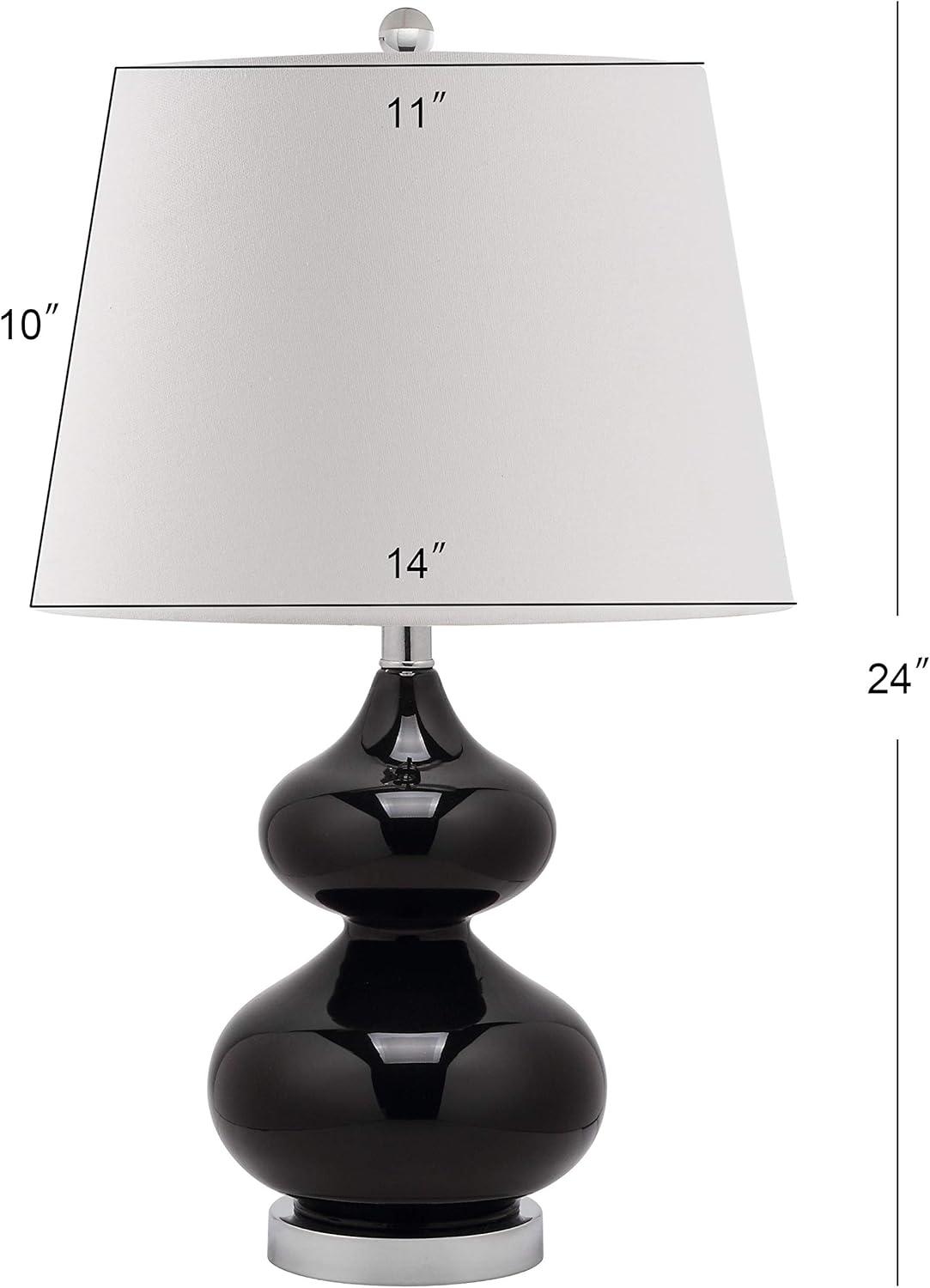 image:imageSAFAVIEH Lighting Collection Eva Modern Contemporary Fern Green Double Gourd Glass 24inch Bedroom Living Room Home Office Desk Nightstand Table Lamp Set of 2 LED Bulbs IncludedBlack Set of 2